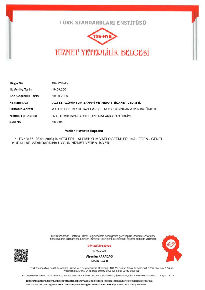 TS 13177 Service Adequacy Certificate